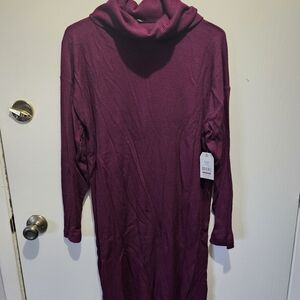 Maroon Cowl Neck Sweater Dress